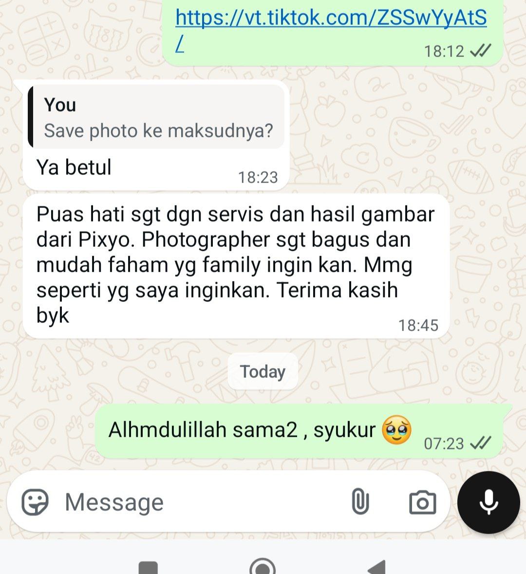 Testimoni WhatsApp pelanggan